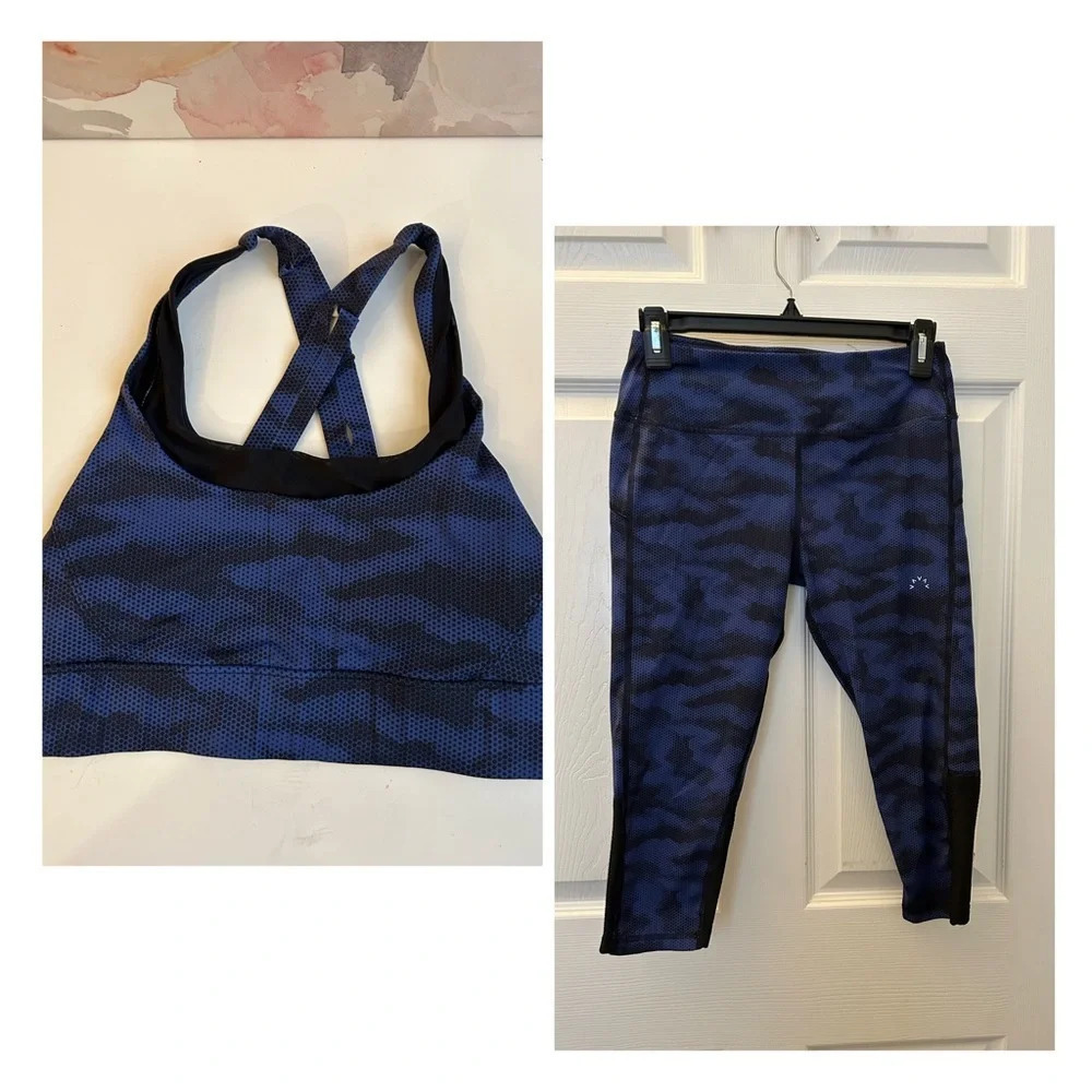 ! Varley Decker Camo mesh panels leggings + sports bra set bundle